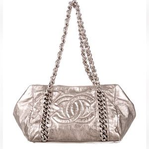 Chanel silver medium luxe lingerie tote